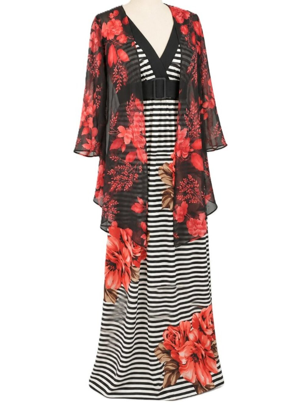ENFOCUS STUDIO Maxi Sleeveless Dress with LESLIE FAY Sheer Jacket